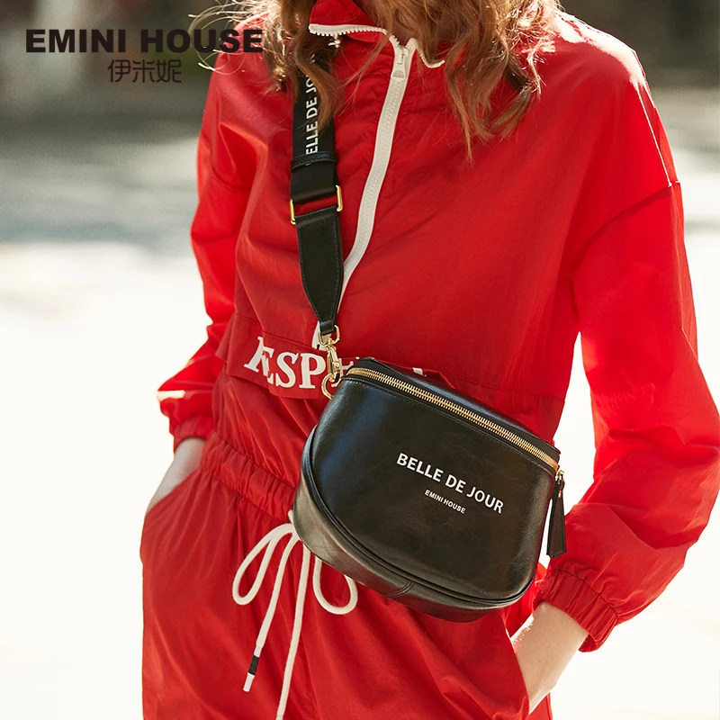 EMINI HOUSE широкий ремень седельная сумка масло воск кожа роскошные сумки женские