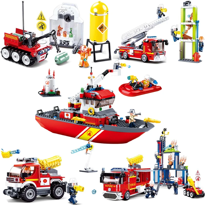 

New SLUBAN series city fire truck ship model building blocks educational children's toy gift