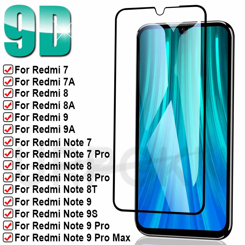 

Защитное стекло 9D 9H на весь экран для Redmi 9 9A 9C 8 8A 7 7A, пленка из закаленного стекла для Xiaomi Redmi Note 7, 8, 9 Pro, 8T, 9S, чехол