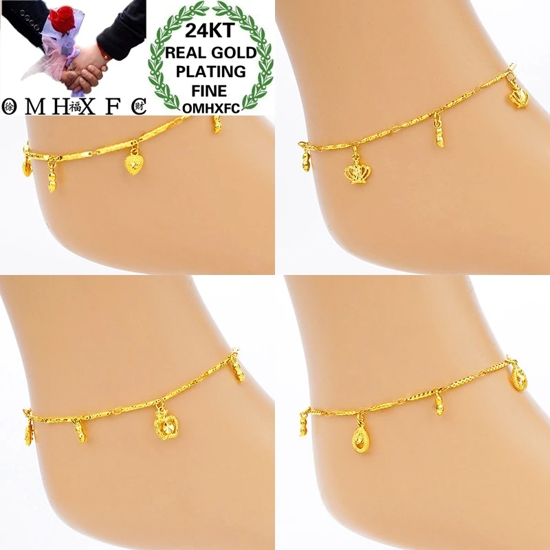 

OMHXFC JB04 Jewelry Wholesale European Fashion Woman Girl Party Birthday Wedding Gift Heart Apple Peanut Water Drop Crown Anklet