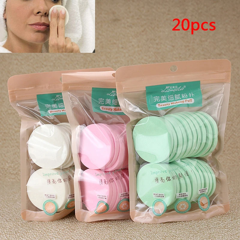 20Pcs Soft Cleansing Sponge Natural Face Wash Puff Facial Cleaning Pad Tools New