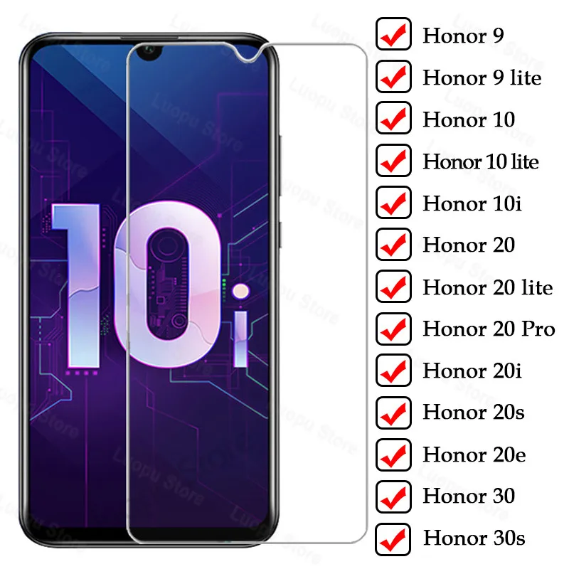 Защитное стекло закаленное для Huawei Honor 10i 10 i lite 20 pro 20s 20i 30s honor i|Защитные стёкла и