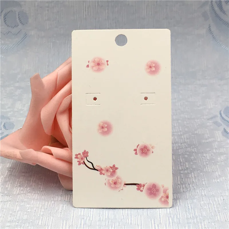 Cherry blossoms 20 шт./лот Крафт ручной работы с любовью карточки для демонстрации серег уха ногтей упаковка бумажные карты - Цвет: Cherry blossoms