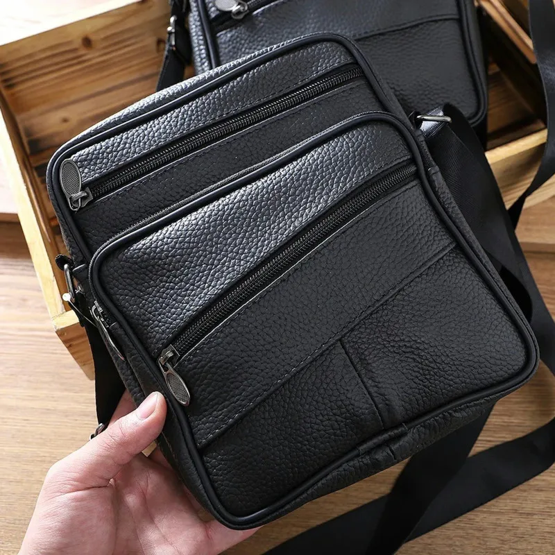 

Многофункциональная мужская сумка через плечо из воловьей кожи с зернистой фактурой