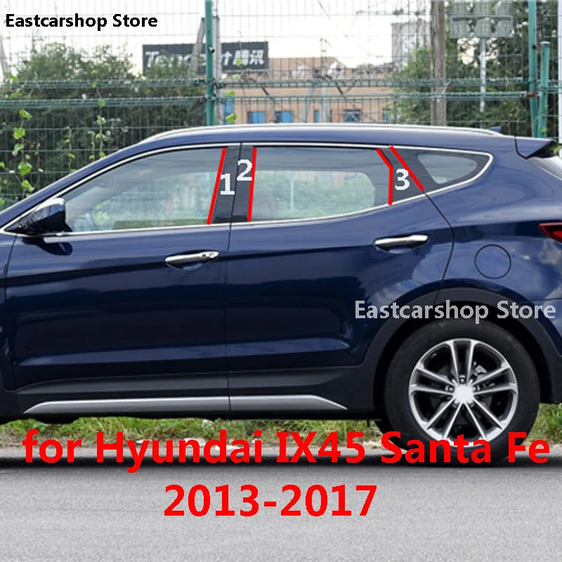 

Car B C Pillar Middle Central Column PC Window Trim Decoration Strip Sticker for Hyundai IX45 Santa Fe 2017 2016 2015 2014 2013