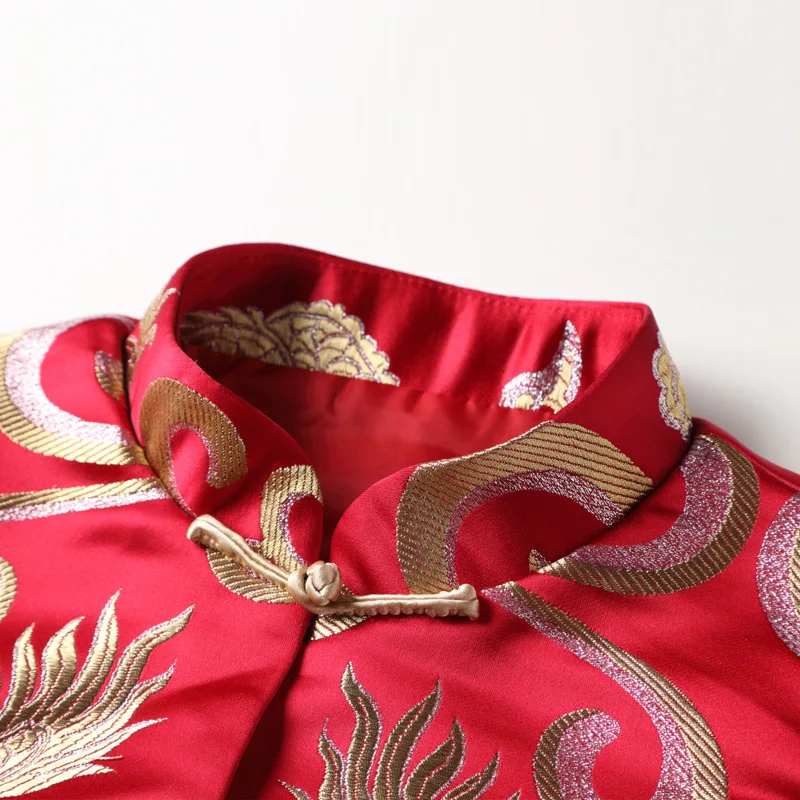 Китайский дракон тонкий жилет без рукавов Ретро печать жаккард cheongsam куртка для зимы свадьбы