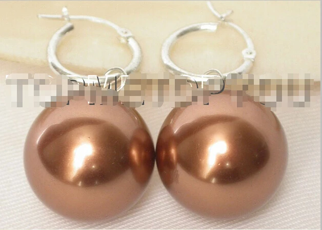 Бесплатная доставка болтаются большие 20 мм кофе круглый жемчуг из морской