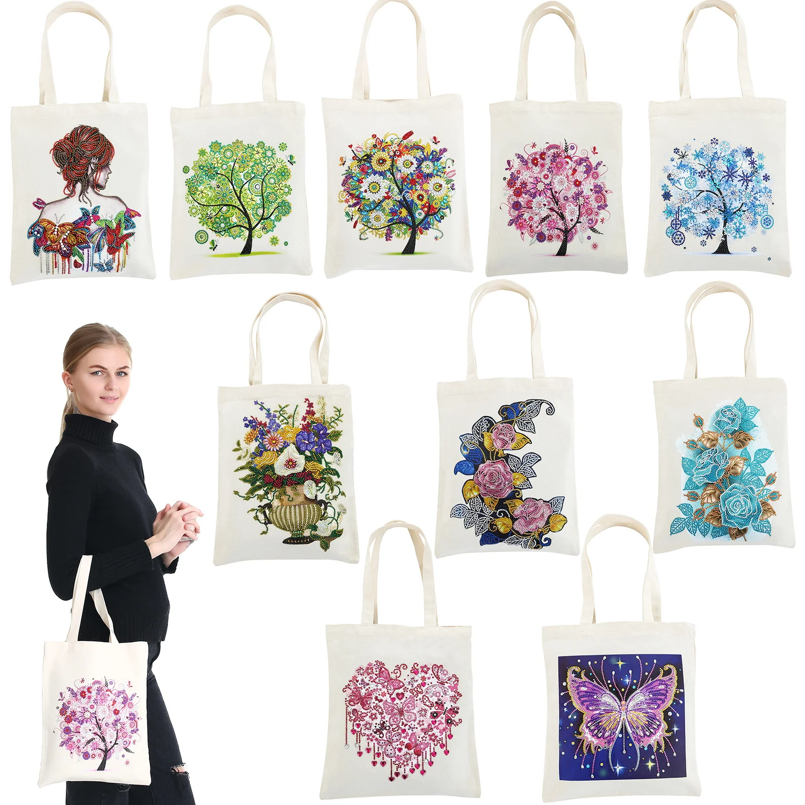 

Diamond Painting Tote Bag Diamond Art Bag Diamond Art Handbag Diamond Embroidery Kit Reusable Durable Art Craft DIY New