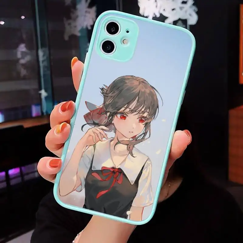

Anime Kaguya Sama Phone Case For iPhone 12 11 Mini Pro XR XS Max 7 8 Plus X Matte transparent blue Back Cover