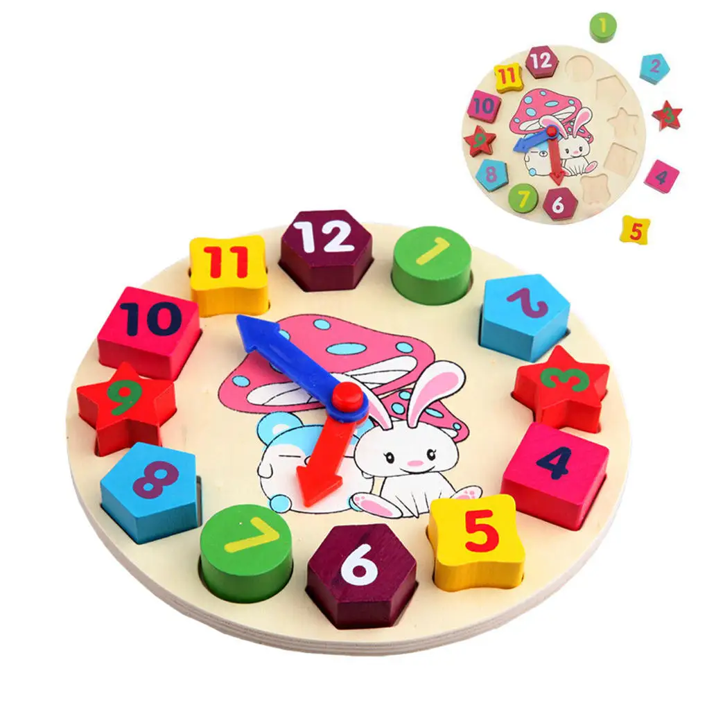 

Moonbiffy 2021 Preschool Baby Toys Early Education Teaching Math Toys Digital Clock Wooden Toys Geometric Shape Matching