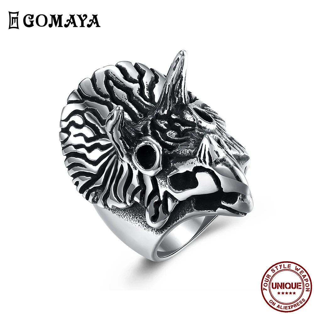 GOMAYA мужское кольцо из нержавеющей стали креативное крутое в виде совы с животным
