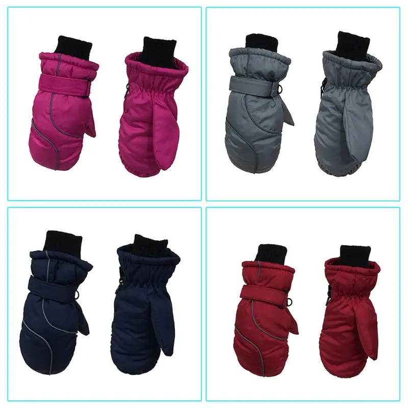 Детские зимние лыжные перчатки водонепроницаемые ветрозащитные одноцветное