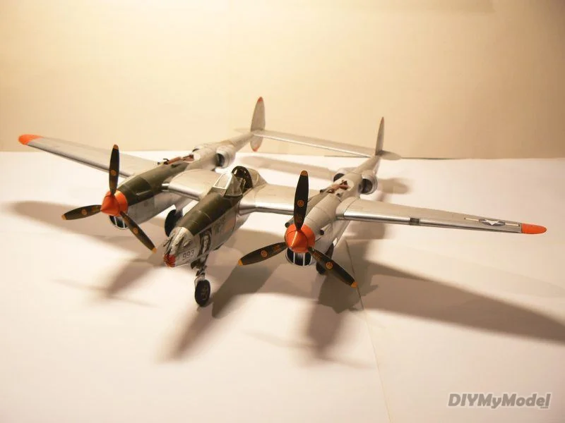 DIYMyModeI-rompecabezas de juguete hecho a mano para ni&ntilde;os, juguete de p-38j, caza rel&aacute;mpago, bricolaje-3