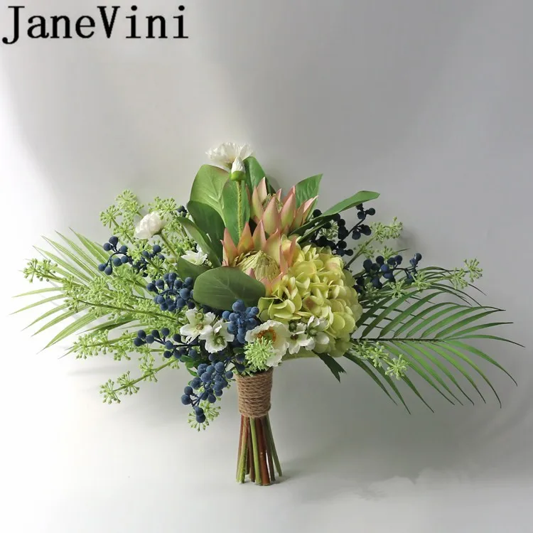 JaneVini винтажный Свадебный боке Blumenstrauss зеленый букет цветов синий ягодный