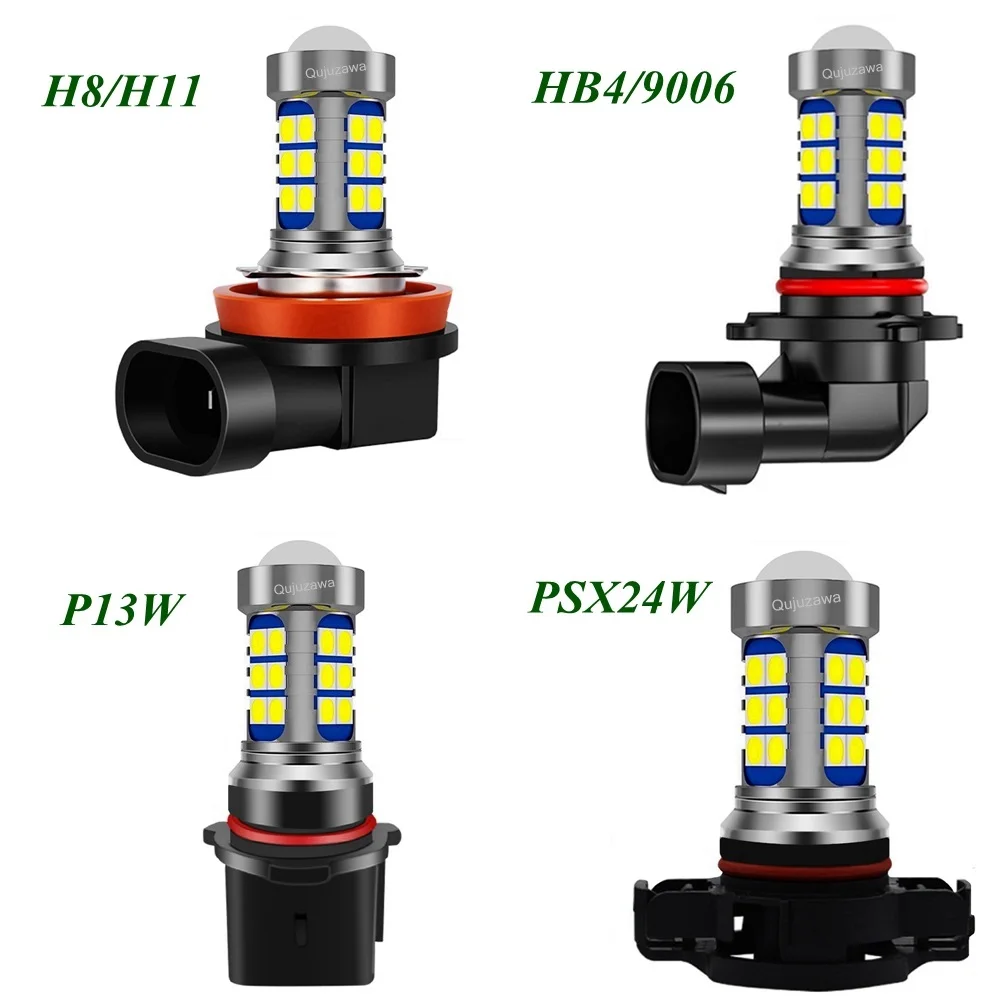 

2Pcs H8 H11 HB4 9006 P13W PSX24W High Quality LED Bulbs Auto Anti Fog Lamps Car Driving Running Light Front Foglamp 6000K White
