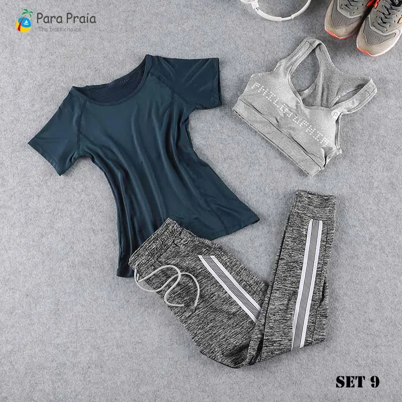 Комплект из трех предметов для йоги, спортивная одежда для женщин, спортивный бюстгальтер, костюм для бега, одежда для фитнеса, женские спортивные шорты, одежда для занятий спортом для спортивного зала