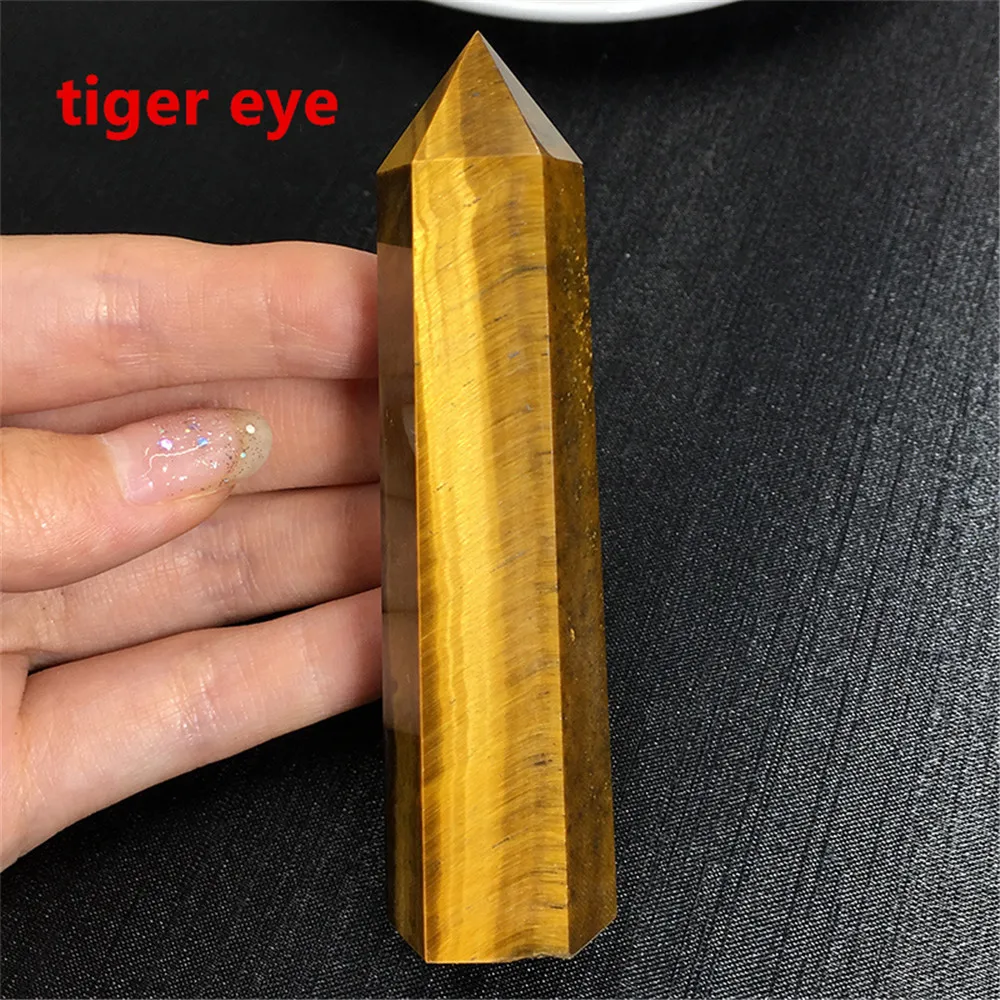 Natural Fluorite Citrine pink Hexagonal Column Crystal Point Healing Wand Mineral quartz Home Decoration Stone |