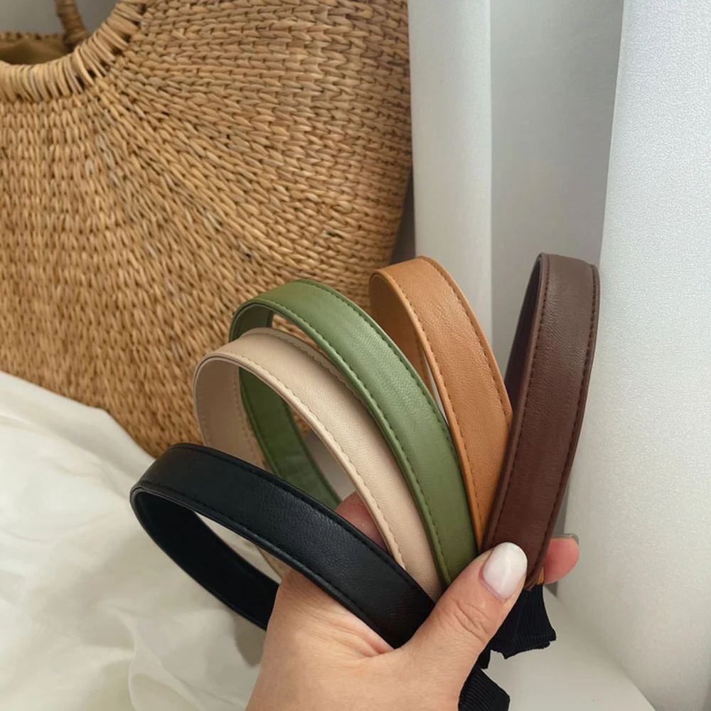 

Vintage Faux Pu Leather Headband Hairbands Solid Headwear For Women Girls Fashion Nude Hair Band Chic Hair Hoop Hair Accessories