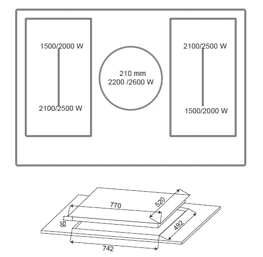 

5 zone built in induction cooker