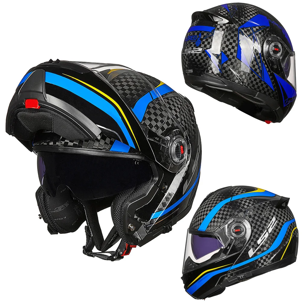 LS2 FF94 углеродное волокно туристический мотоциклетный шлем откидной модульный