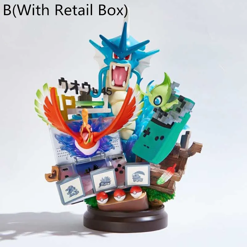 B With Retail Box Горячая новинка 20 см аниме статуя из смолы Gameboy Gyarados Lugia Фигурки игрушки сказочные Покемоны Фигурки игрушки коллекция подарки - Цвет: B With Retail Box
