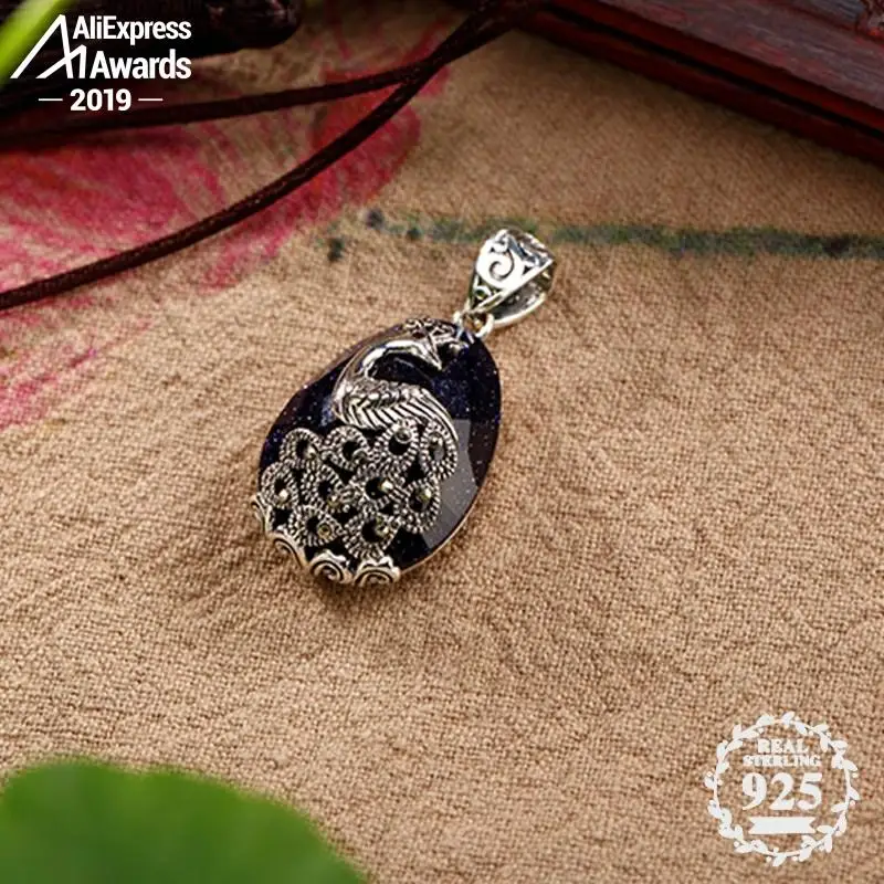 Не поддельные Польша S925 прекрасный антикварный магазин сапфировый кулон для