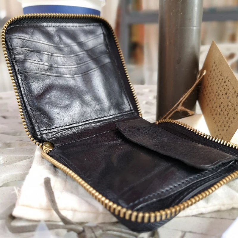 Дизайнерский кошелек в стиле ретро для мужчин короткий бумажник из натуральной