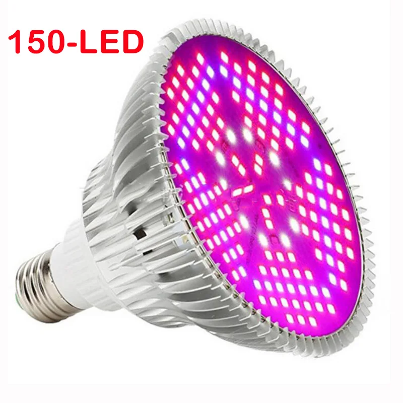 150 LED 120 150 светодиодный светильник для выращивания растений, гидро-фитолампа, лампа для внутреннего выращивания цветов, теплицы, полный спектр, лампа для выращивания растений, E27, лампа для выращивания, для комнаты - Испускаемый цвет: 150 LED