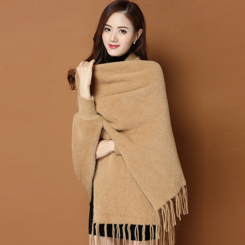 Новинка 2021 свободная норковая бархатная однотонная вязаная накидка ZJZLL