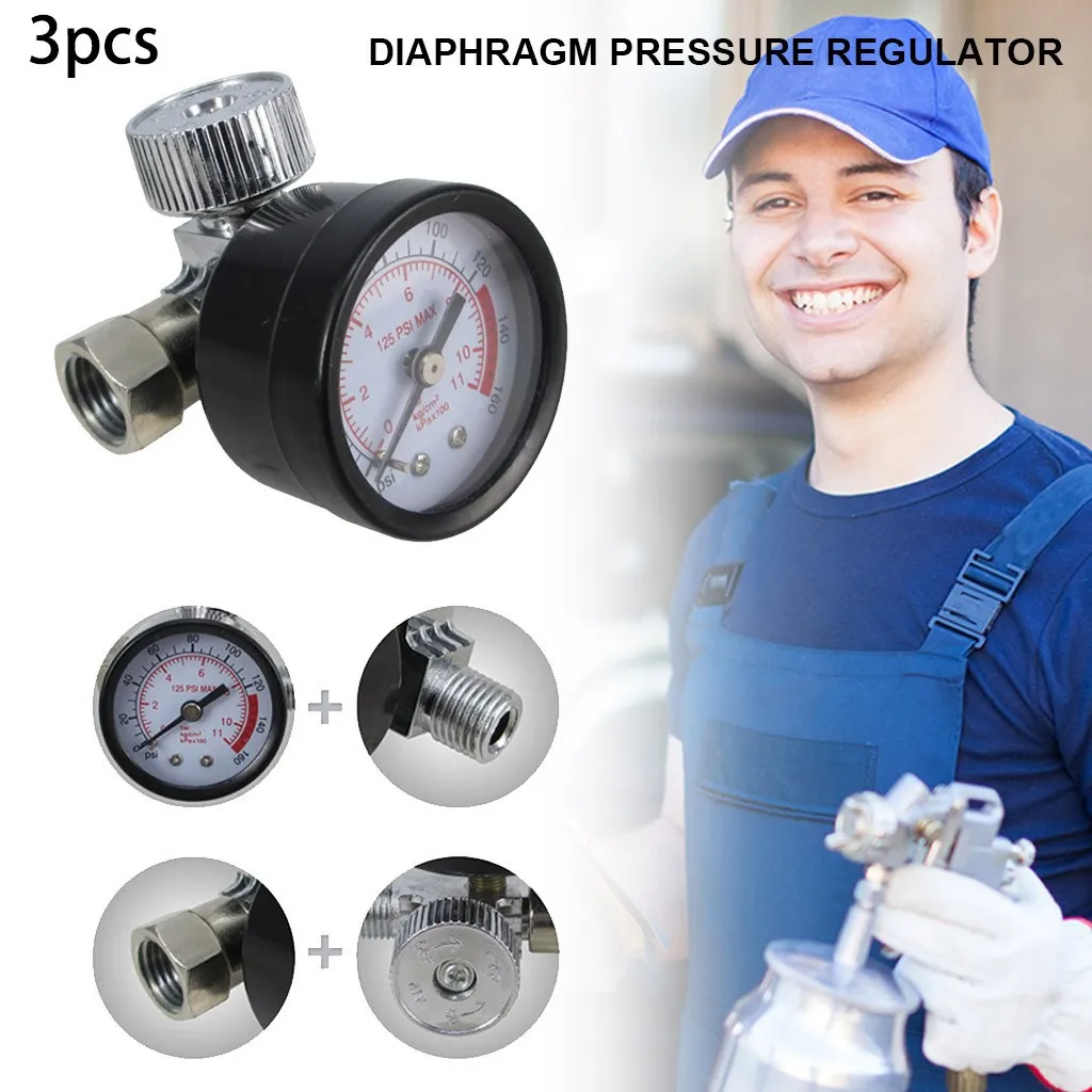 3 шт. HVLP распылитель воздуха регулятор с Давление манометр и диафрагмы Управление