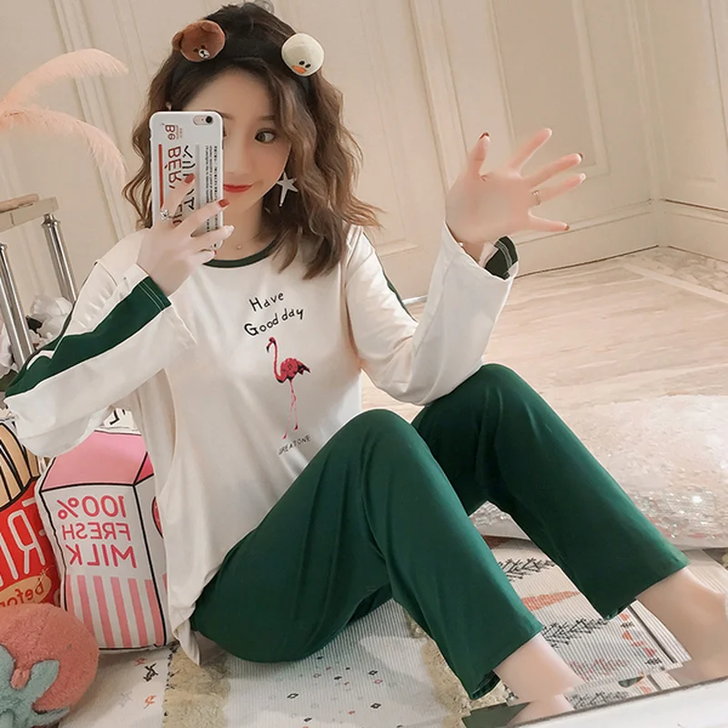 

OllyMurs Maternity and Nursing Set Pregnant Pajamas Postpartum Nightwear Cotton Tops&pants Long Sleeve Top&pants Summer Clothing