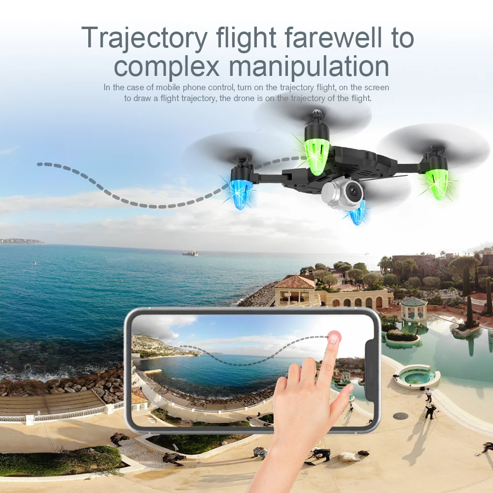 Квадрокоптер F69 карманный 4K радиоуправляемая беспилотная камера Wi-Fi FPV широкий