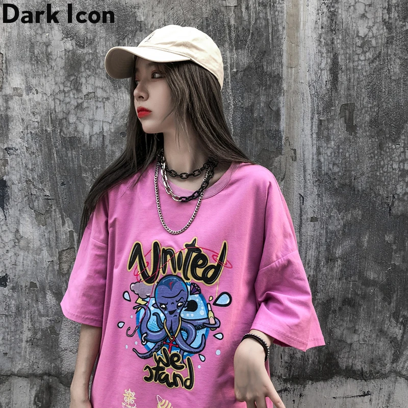 Женская хипстерская футболка Dark Icon модная уличная с круглым вырезом и