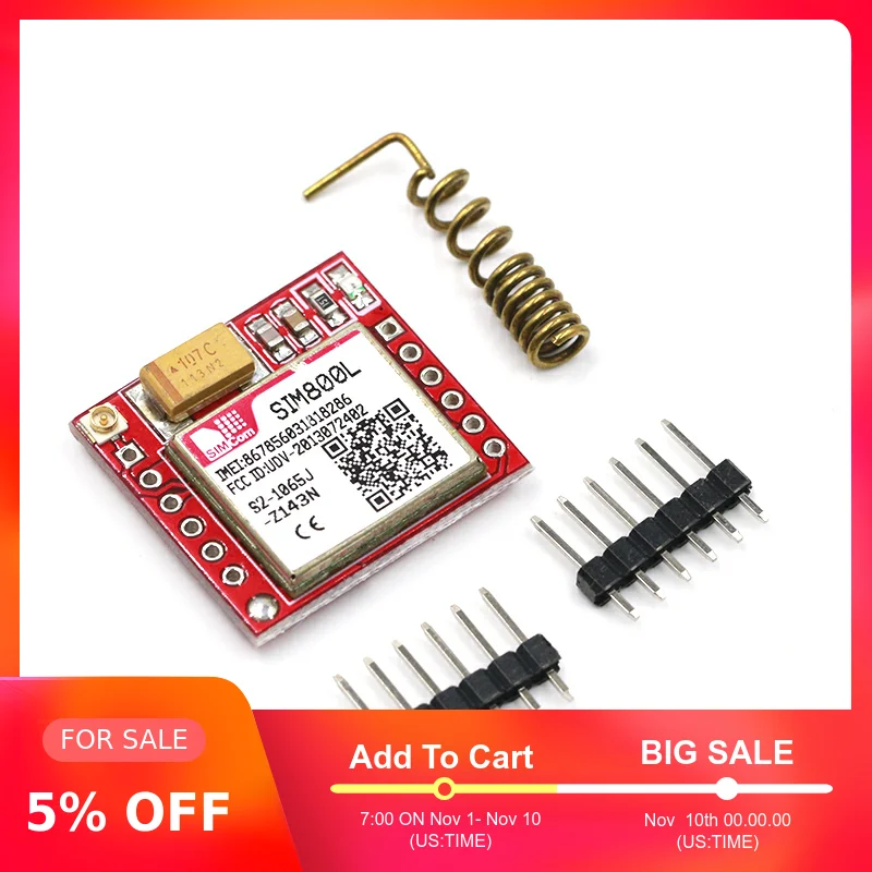 Мини маленький модуль SIM800L GPRS GSM карта MicroSIM Core Беспроводная плата Quad-band ttl последовательный порт с антенной для Arduino
