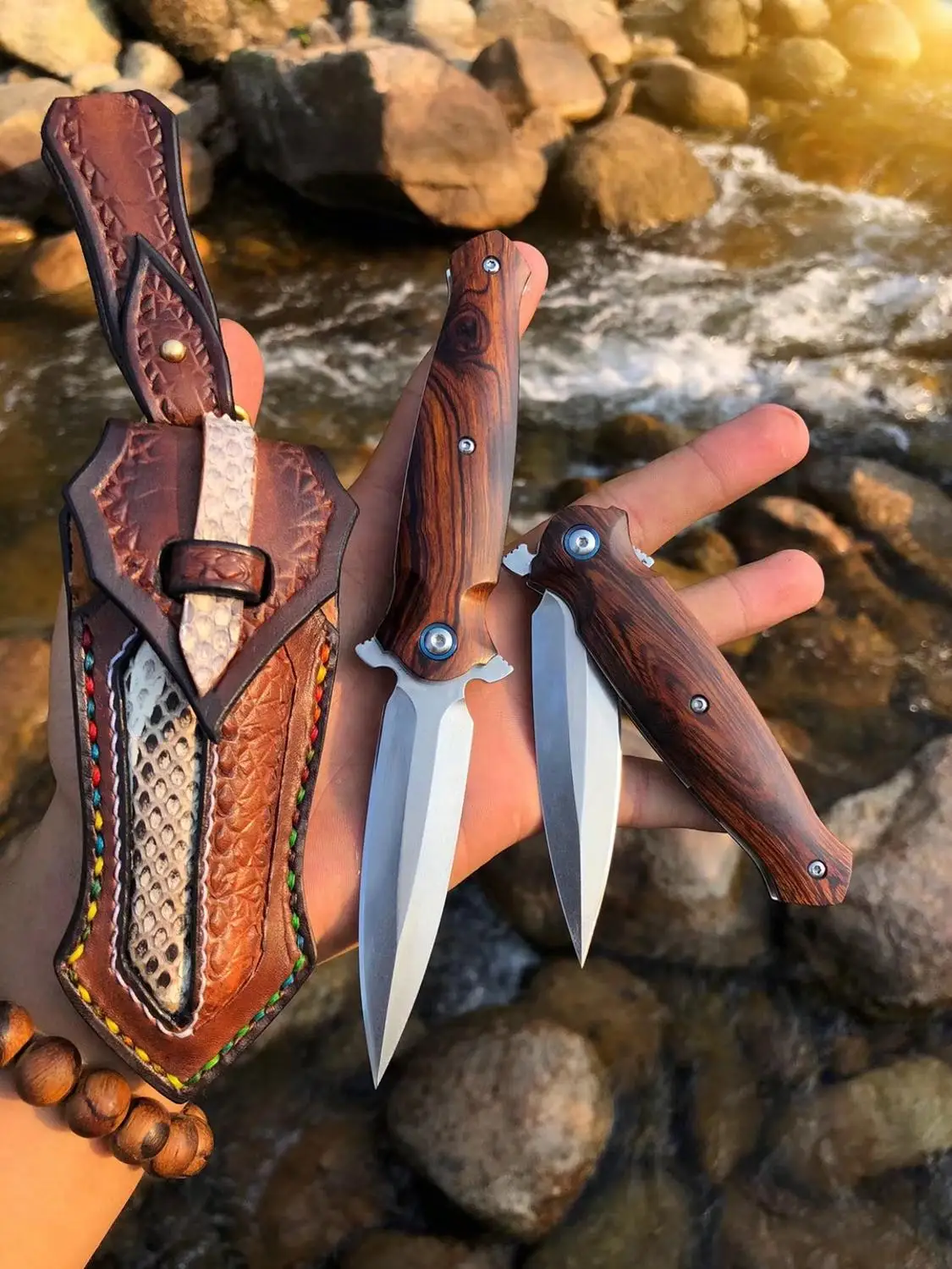 Маленький Меч складной шариковый подшипник M390 лезвие железная деревянная ручка