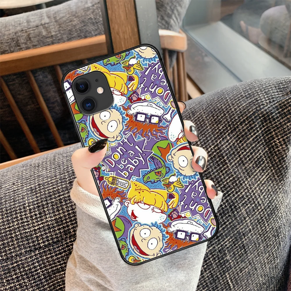 

cartoon Rugrat funny Phone Case Cover Hull For iphone 5 5s se 2020 6 6s 7 8 12 mini plus X XS XR 11 PRO MAX black Funda Trend