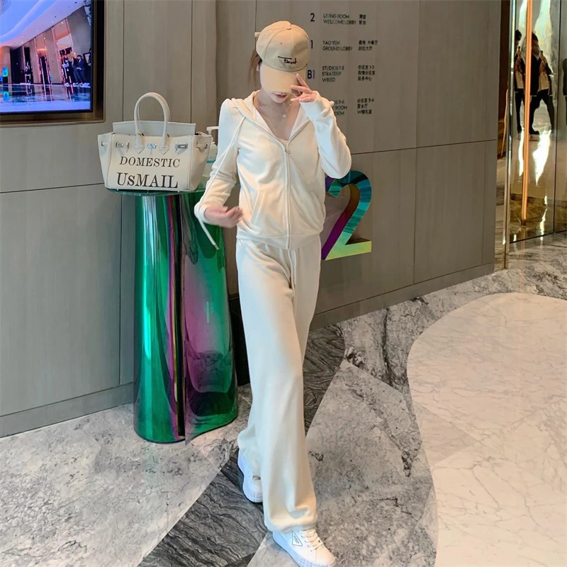 Женский спортивный костюм однотонная куртка с длинным рукавом и штаны