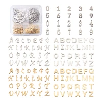 124pcsbox 304 stainless steel charms 24 alphabet and 09number pendants for necklace jewelry making diy decor mix color