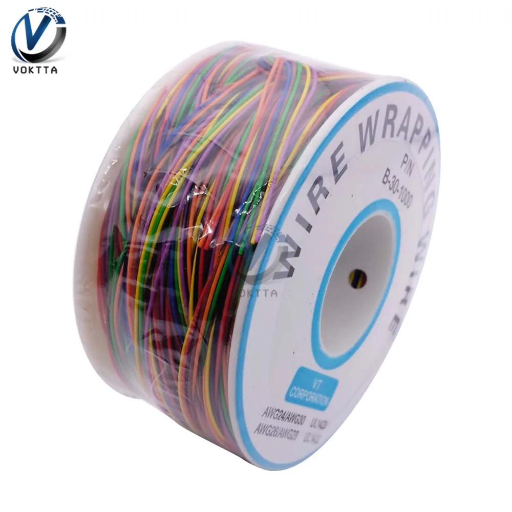 8 цветов 30AWG провод для обертывания проволоки UL1423 0 25 мм луженая медь твердый ПВХ