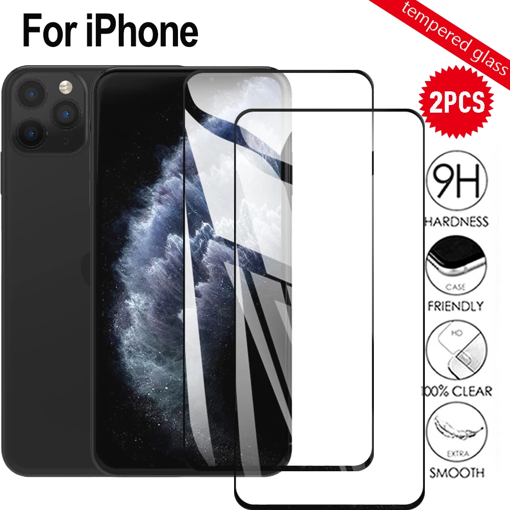 

2Pcs 9H phone Protective Glass For iphone 11/11 Pro/11 Pro Max Screen Safety protrctor HD Tempered Glass for iphone 11 celular