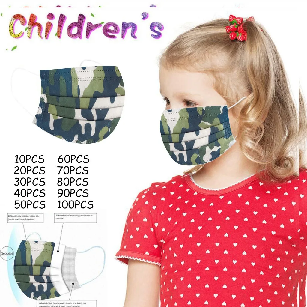 Детская одноразовая маска для лица модная трехслойная из нетканого материала