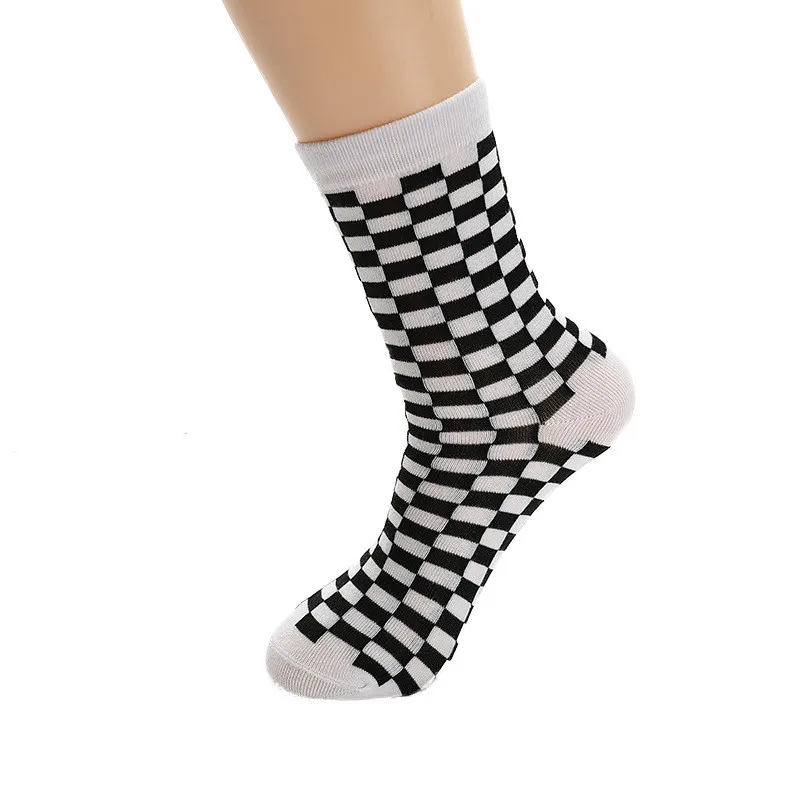 Модные женские шахматные носки в Корейском стиле Харадзюку стильные