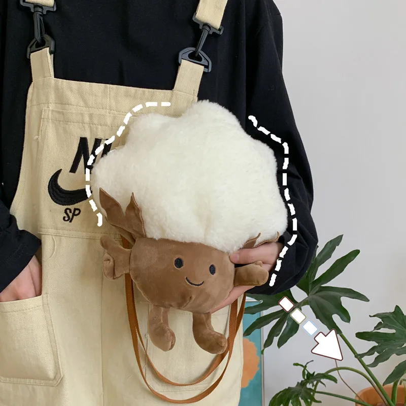 

Japanese cute cotton doll messenger bag personality funny girl heart shoulder bag 2021 new women plush bag