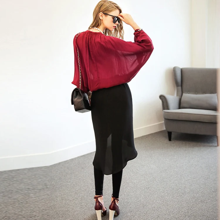 

Independent Station AliExpress Spring and Summer New Slim Elastic Leggings Fake Two-Piece Women's Chiffon Pantskirt Plump