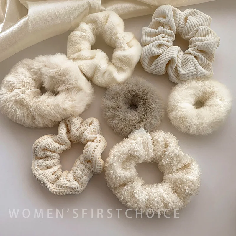 

Winter New Warm Soft Plush Scrunchie Women Girls Simple Elastic Hair Rubber Band Accessories Tie Hair Ring Rope Holder Headdress