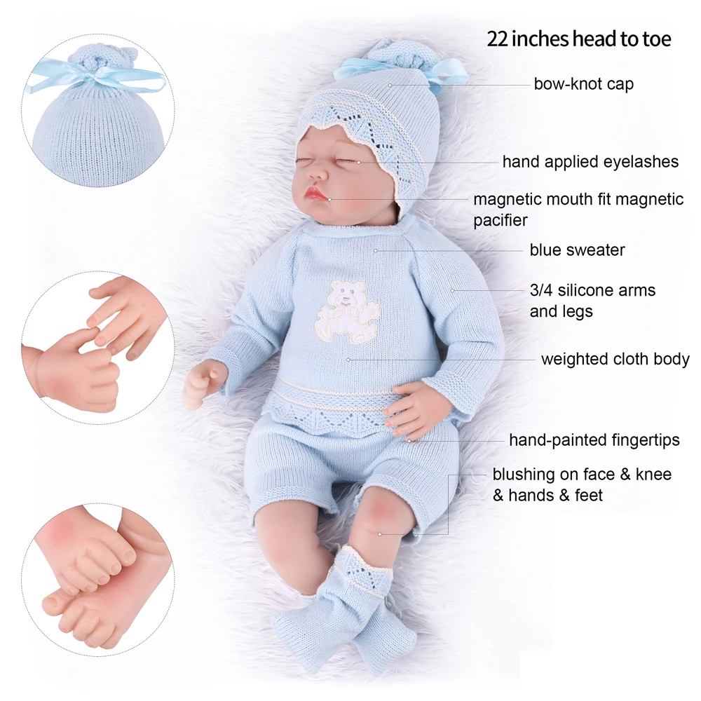 KAYDORA перерожденные куклы младенцы 22 дюйма 55 см живой Bebe Menina bb для Реалистичная