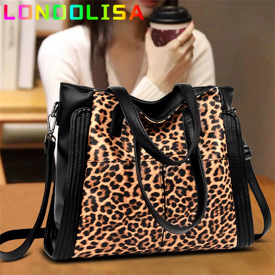 

Повседневная леопардовая Сумка-тоут для женщин, Сумочка через плечо из искусственной кожи, роскошный женский вместительный мессенджер