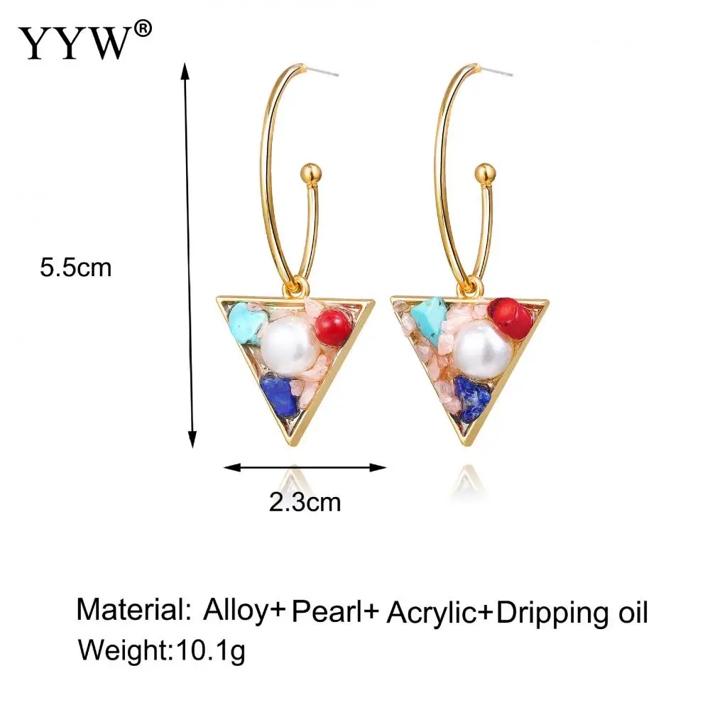 Треугольные висячие серьги женские пластиковые жемчужные фишки Женские