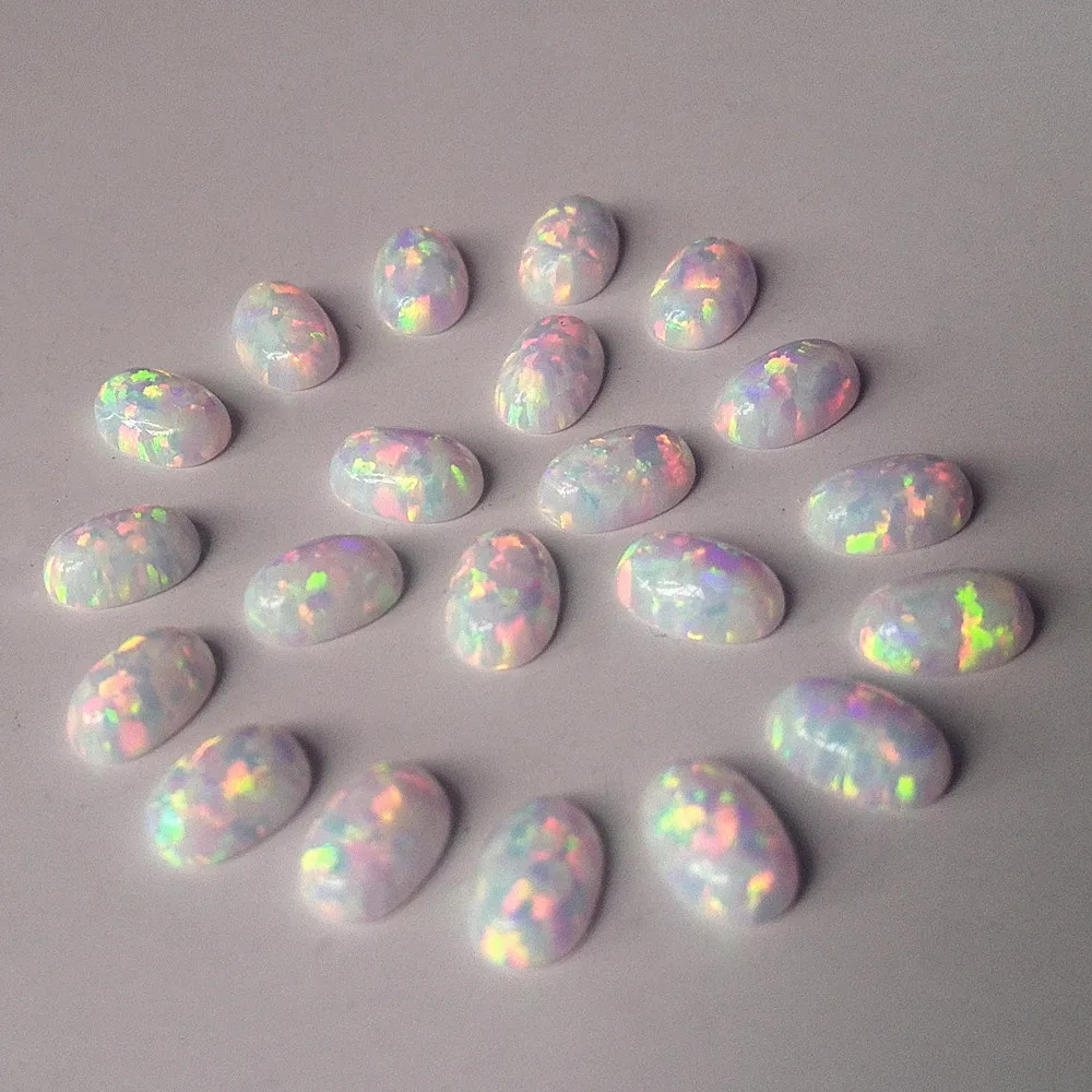 200 шт./лот 4x6 мм синтетический овальный кабошон белый огненный опал овальной