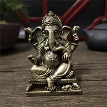 주 코끼리 부처님 동상 코끼리 힌두교 하나님 조각 인형 장식품 청동 색 수지 홈 인테리어 행운의 선물